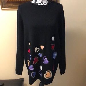❤️Charlie Crew neck hearts embroidered front long sleeve sweater
